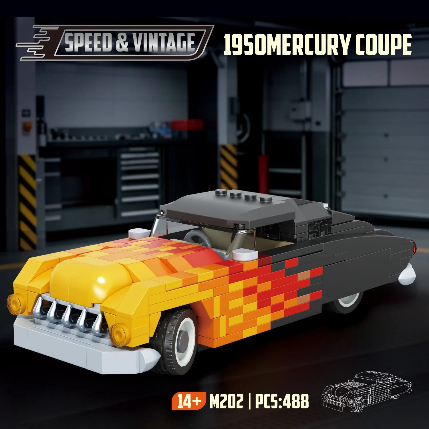 Bloques de construcción coche coupé retro años 50 americano clásico - imagen 2