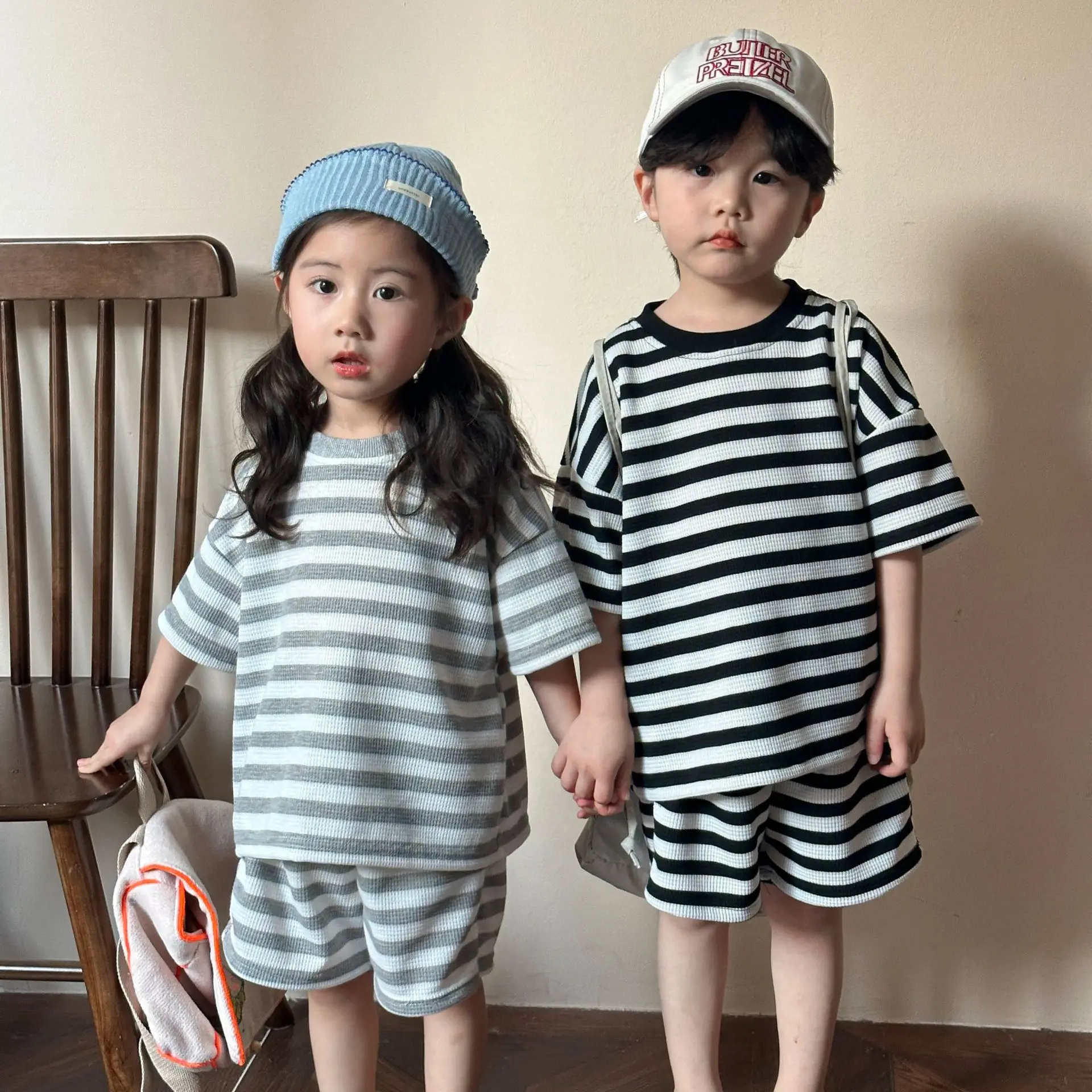 Conjuntos de verano algodón a rayas para hermanos y hermanas - imagen 4
