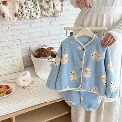 Conjunto de lana acolchado para niños – Pijama cálido de invierno