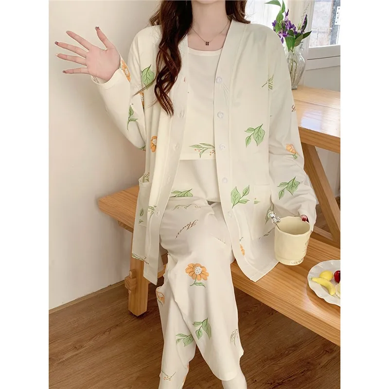 Pijama de lactancia de algodón para embarazadas y maternidad - imagen 3