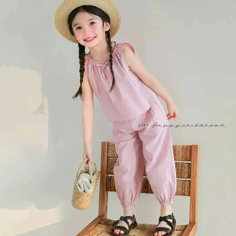 Conjunto verano infantil con chaleco y pants holgado - imagen 5