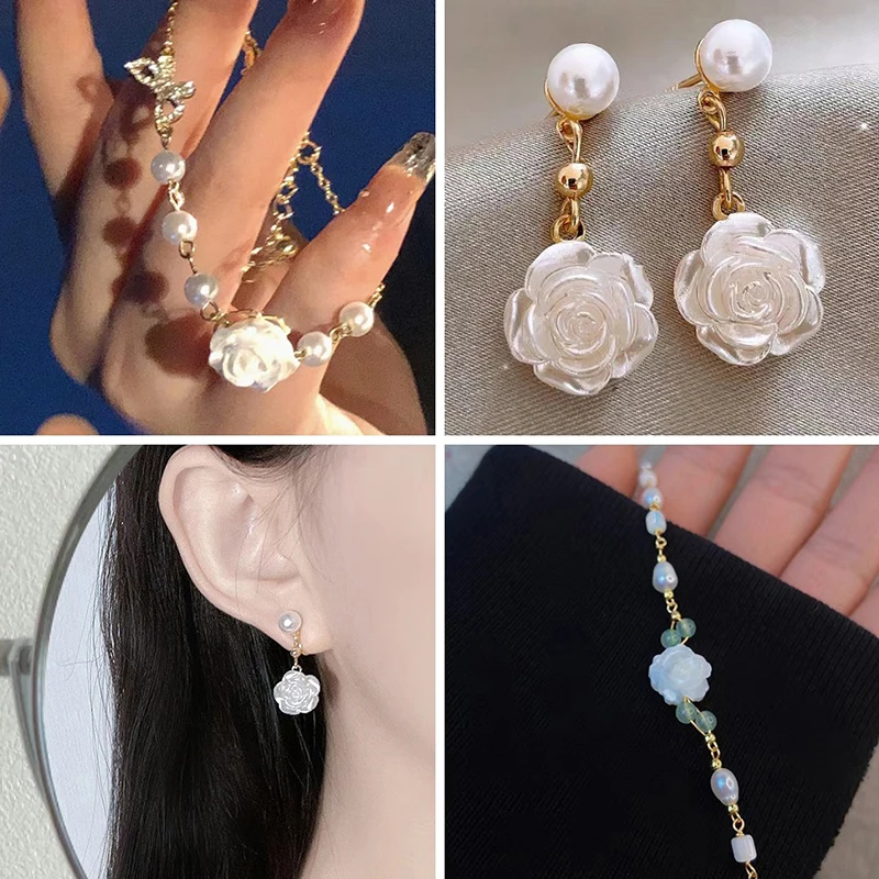 Collar de flores 3D con perlas de imitación para niña – Estilo retro elegante - imagen 2