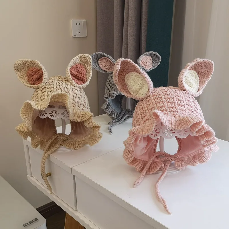 Gorro invierno tejido grueso con orejeras de conejo para bebé - imagen 2