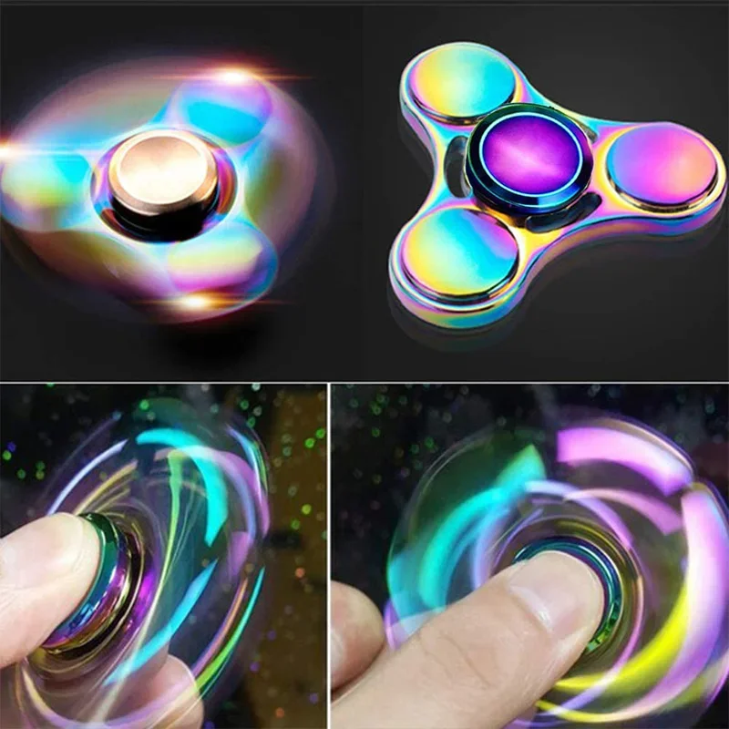 Spinner antiansiedad de metal giratorio con arcoíris para manos - imagen 4