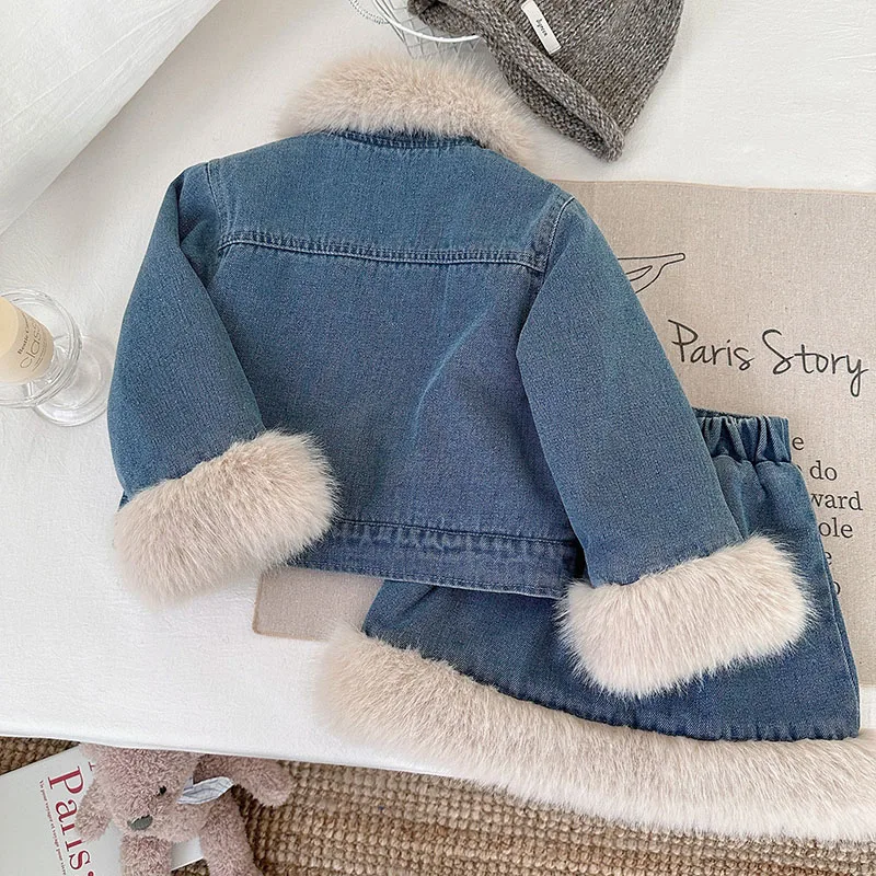 MILANCEL conjunto otoño niña chaqueta vaquera y falda para diario - imagen 4