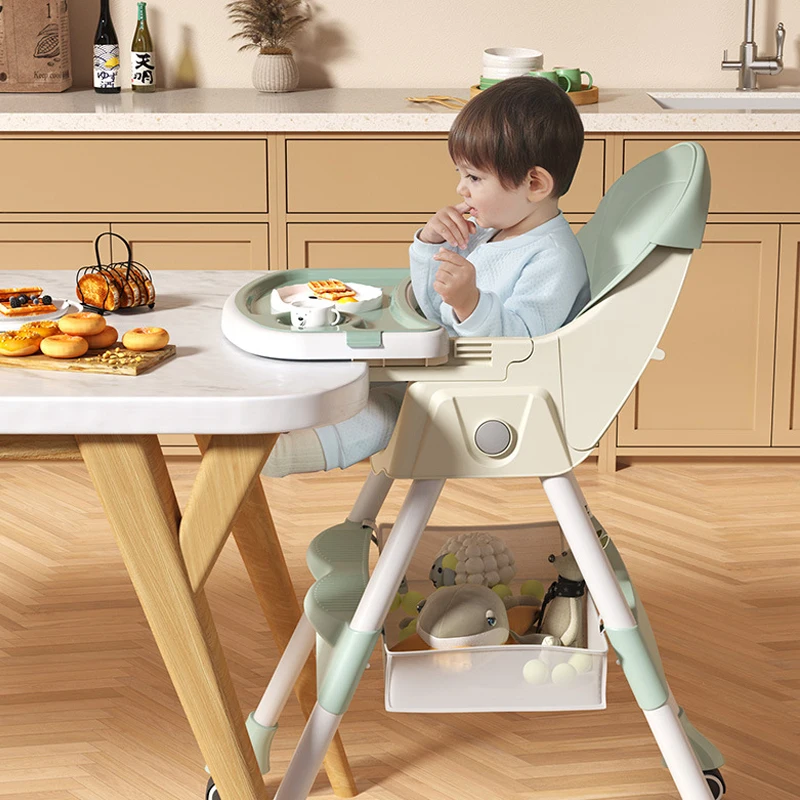 Silla de alimentación regulable con bandeja doble y almacenamiento - imagen 2
