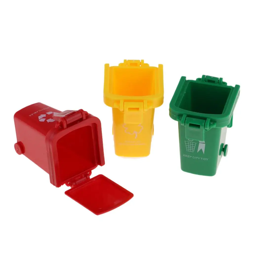 Mini botes de basura de plástico didácticos para casa de muñecas - imagen 2