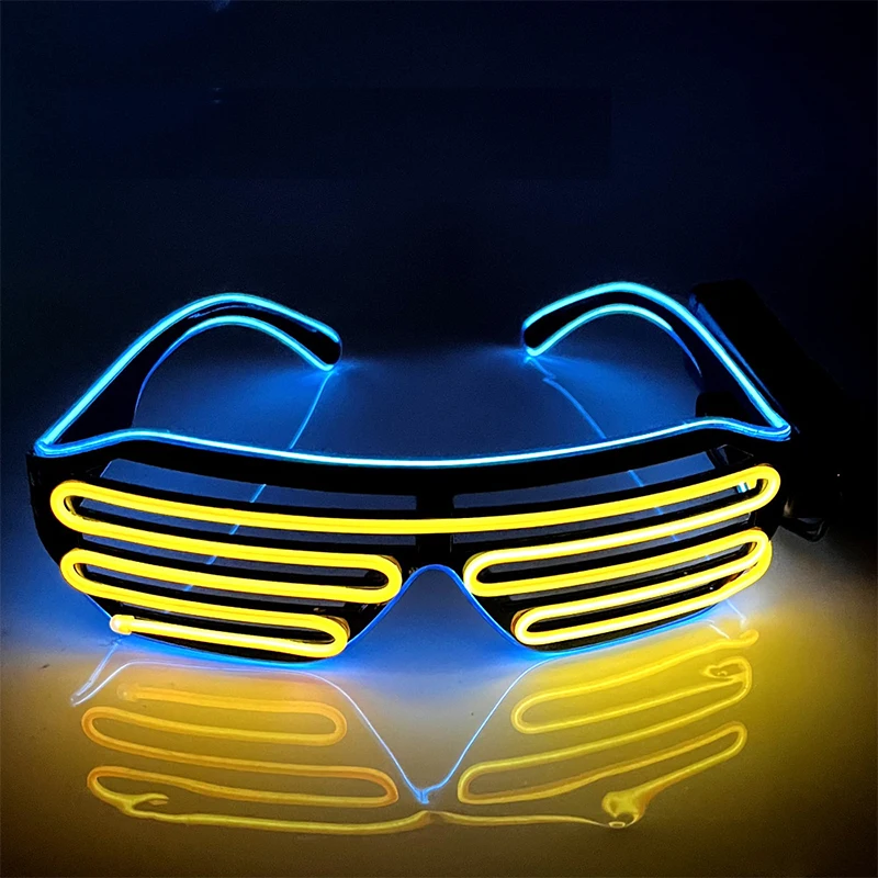 Gafas de carnaval con luces estilo DJ y brillo para fiesta nocturna