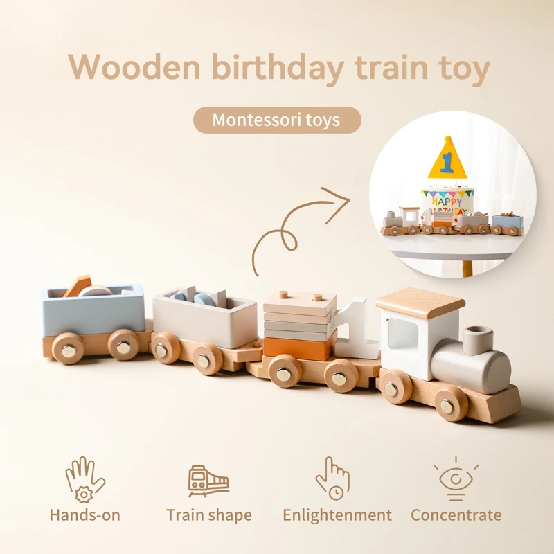 Tren de madera Montessori para niño - Juguete educativo - imagen 4
