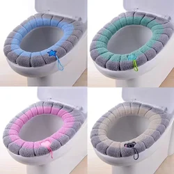 Funda asiento inodoro O de punto grueso lavable, cálida y cómoda