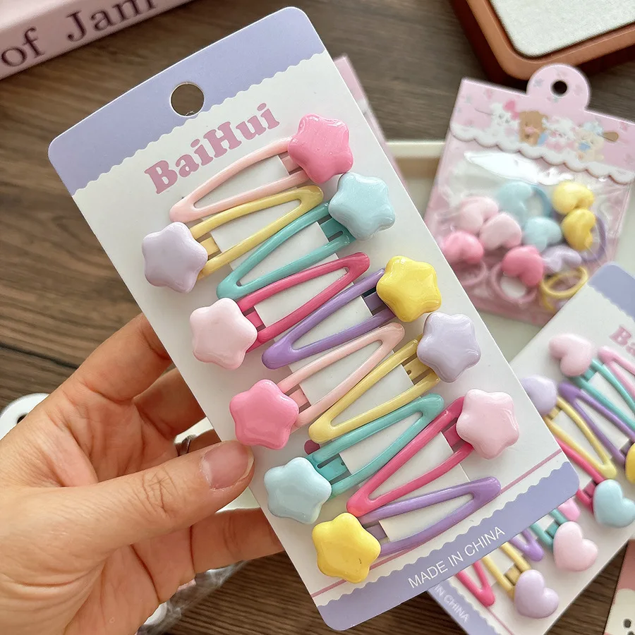 Pinzas para el pelo con lazo y estrella color caramelo para niñas