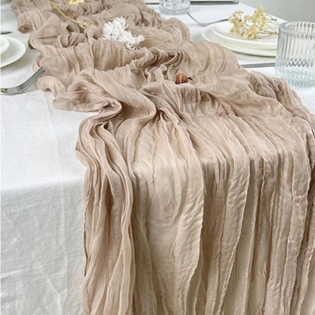 Camino de mesa gasa semitransparente - Decoración boho vintage - imagen 5