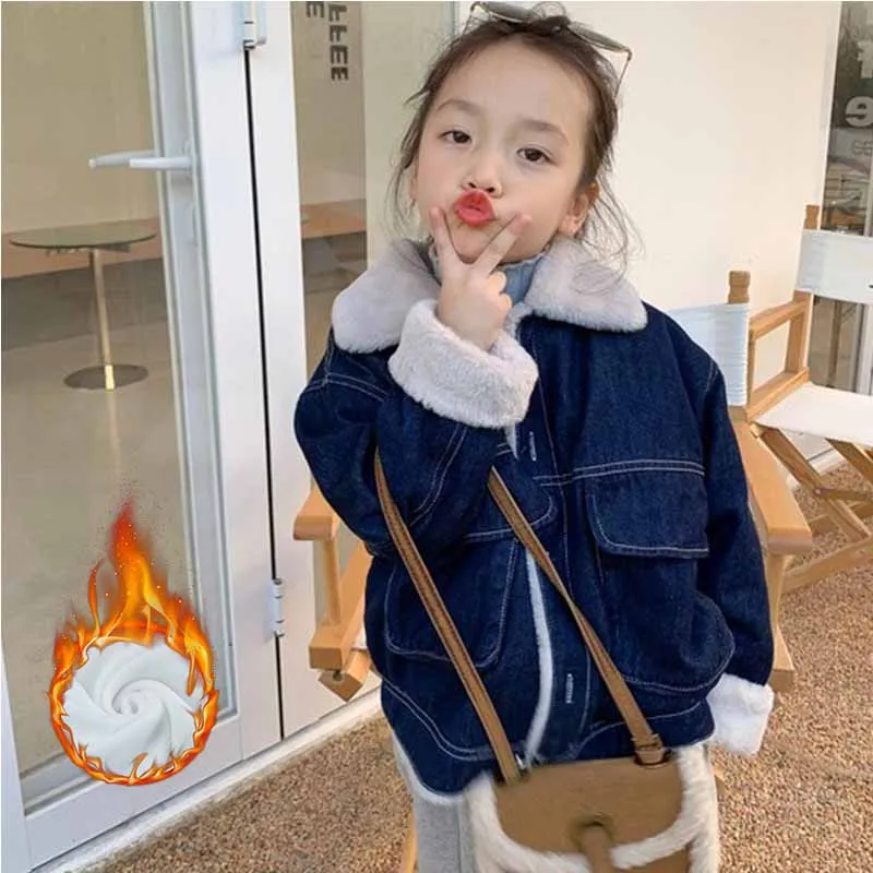 Chaqueta vaquera con forro polar cálida para niños - imagen 5