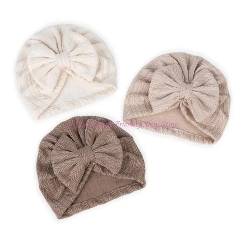 85AE Turbante de bebé con lazo y nudo, gorrito infantil suave - imagen 4