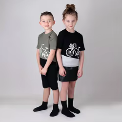 Camiseta bicicleta niños verano cuello redondo costilla horizontal