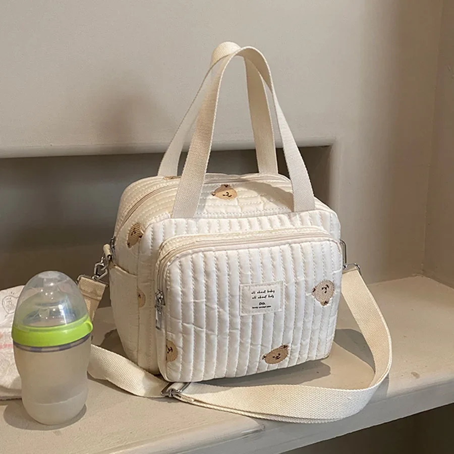 Bolsa maternal de algodón con oso – Organizador para bebé - imagen 5