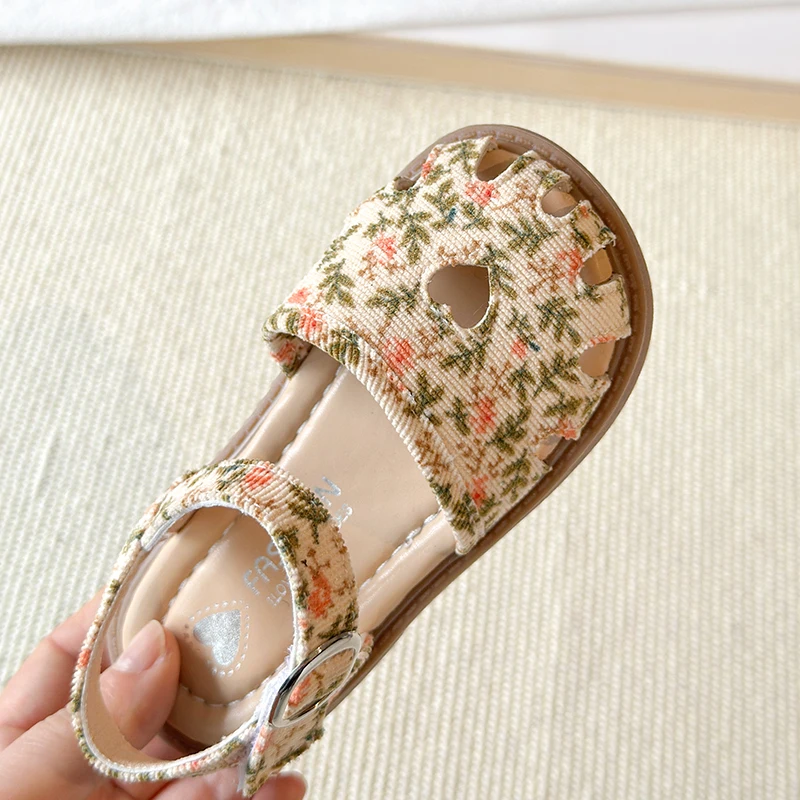 Sandalias de princesa antideslizantes con recortes florales