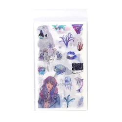 Pegatinas washi kawaii con ballenas y flores para álbum diario