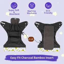 ALVABABY pañal de tela de carbón de bambú con refuerzo abdominal