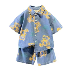 Conjunto verano niño: camiseta gráficos + shorts de algodón