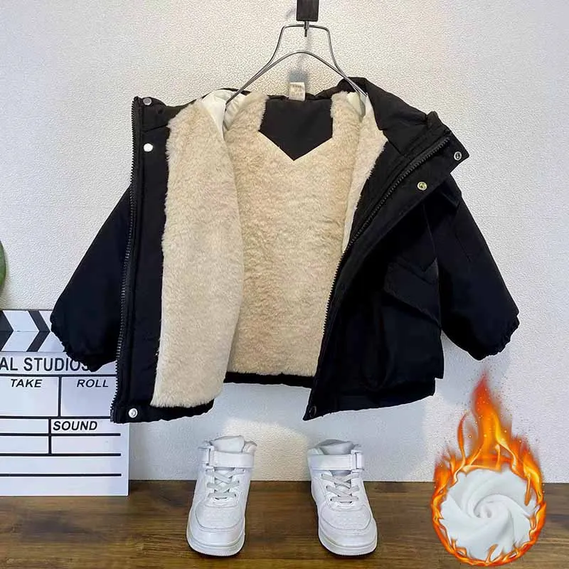 Gabardina acolchada de invierno con capucha para niños - imagen 3