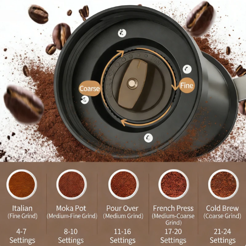 Molinillo de café manual portátil con muela ajustable para espresso - imagen 2