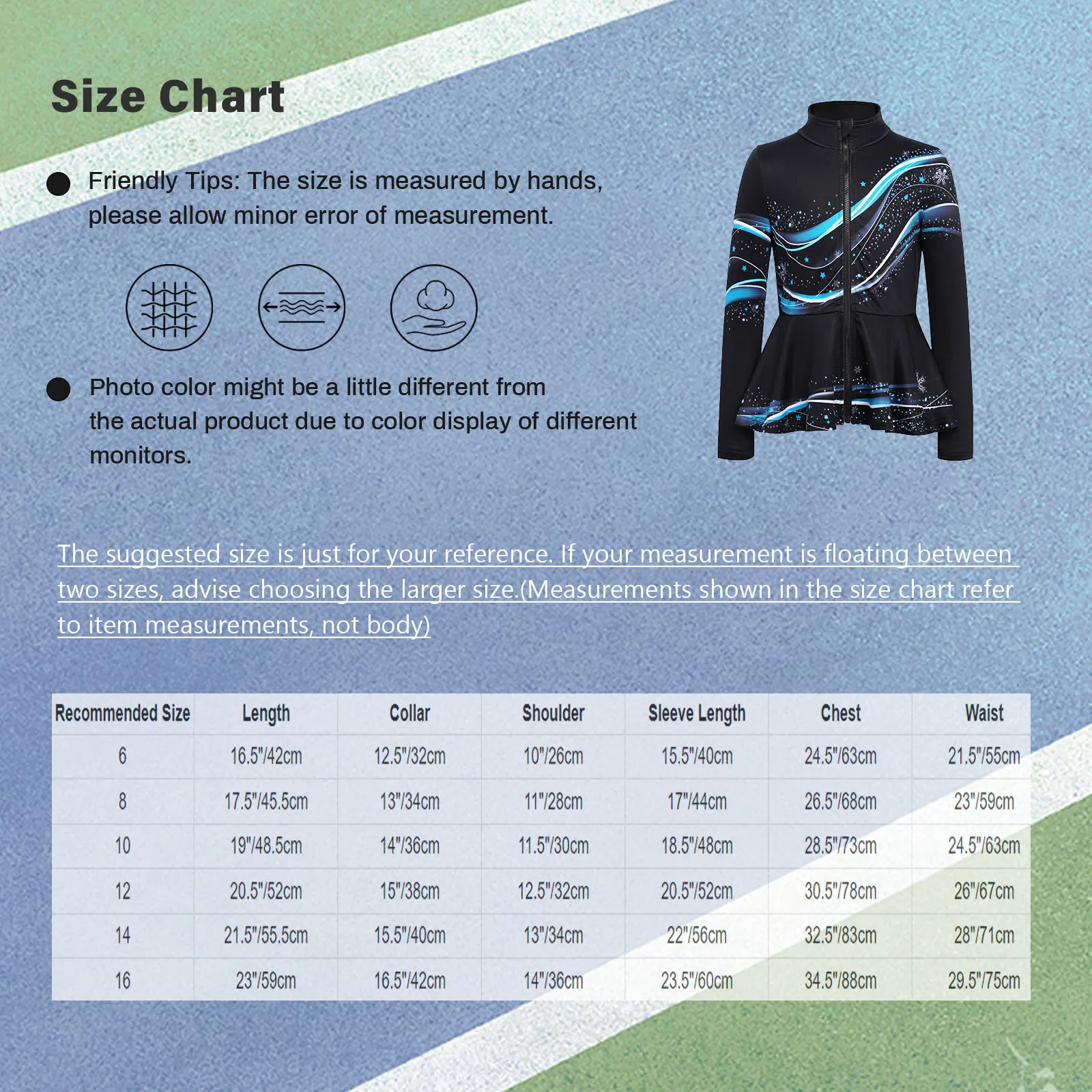 Chaqueta patinaje sobre hielo para niñas con sudadera estampada - imagen 4