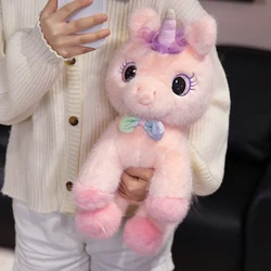 Peluche unicornio arcoíris con alas, almohada angelical