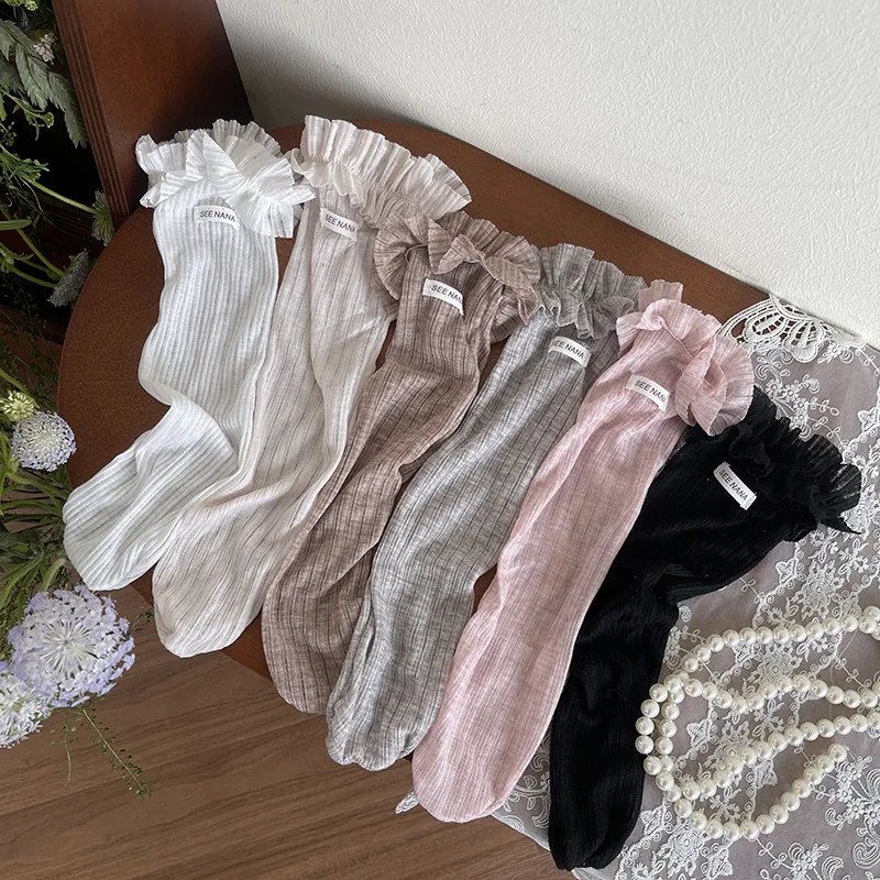 Calcetines de encaje con lazo y volantes