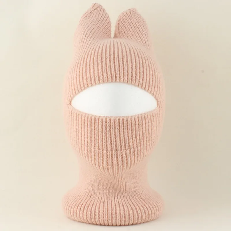 Pasamontañas con orejas de gato de punto desmontable para invierno - imagen 3