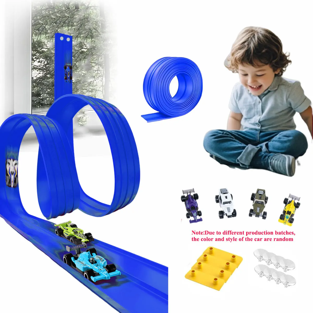 Pista flexible de coches con vehículo miniatura – Juguete educativo