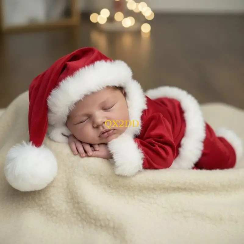 QX2D Disfraz navideño para bebé de fotografía en poliéster suave - imagen 4