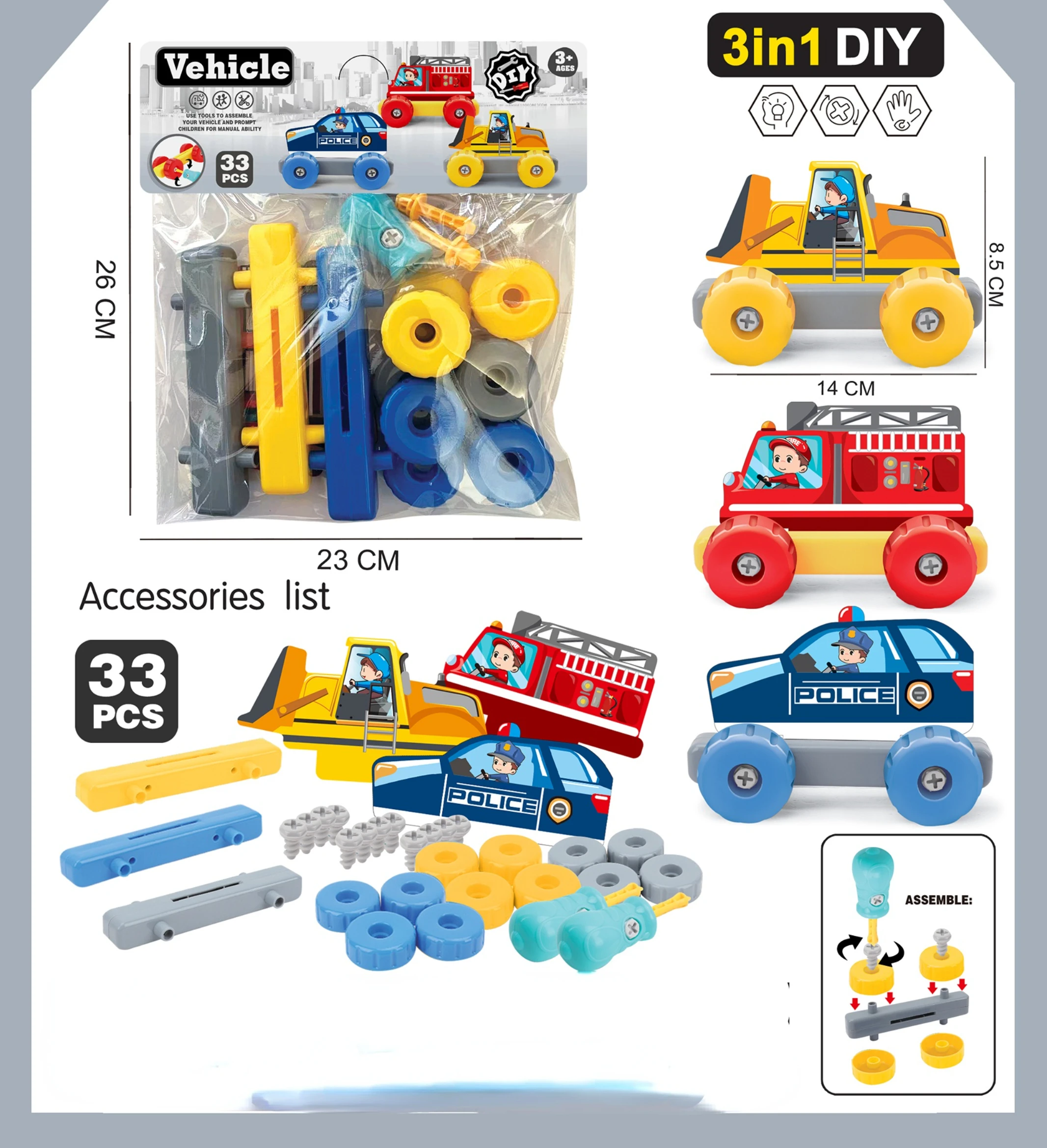 Coche de juguete desmontable para niños - Kit de montaje DIY - imagen 2