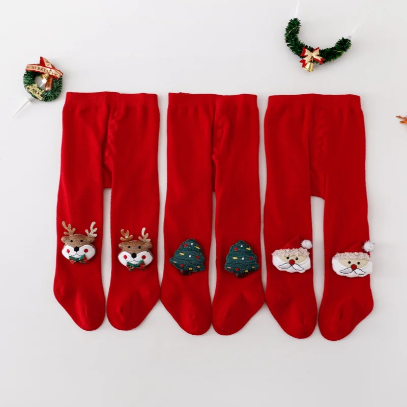 Medias de Navidad para bebé recién nacido de algodón con alces