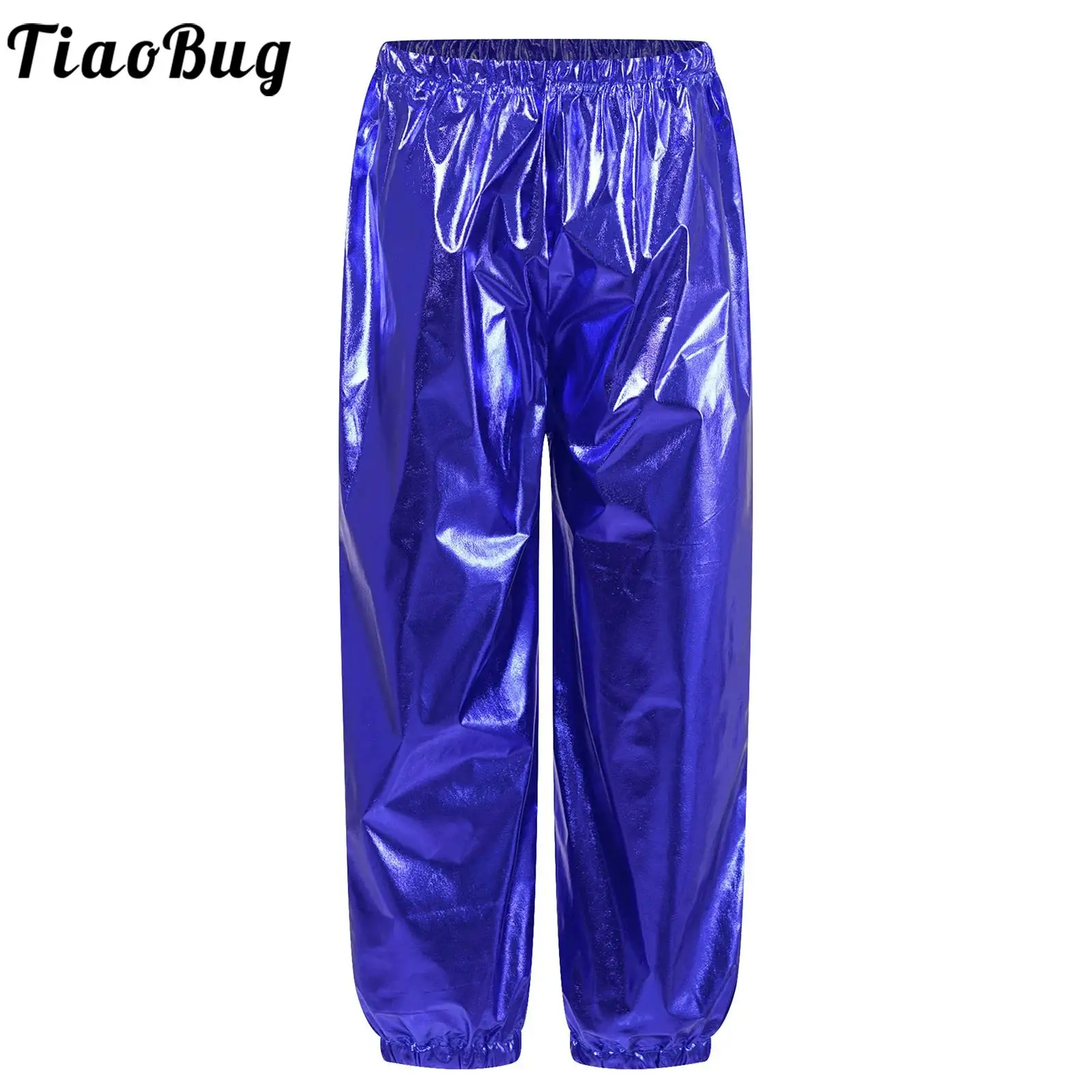 Pantalones de baile metálicos brillantes con cintura elástica para jazz - imagen 4