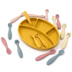 Set de cubiertos de entrenamiento en silicona para bebé