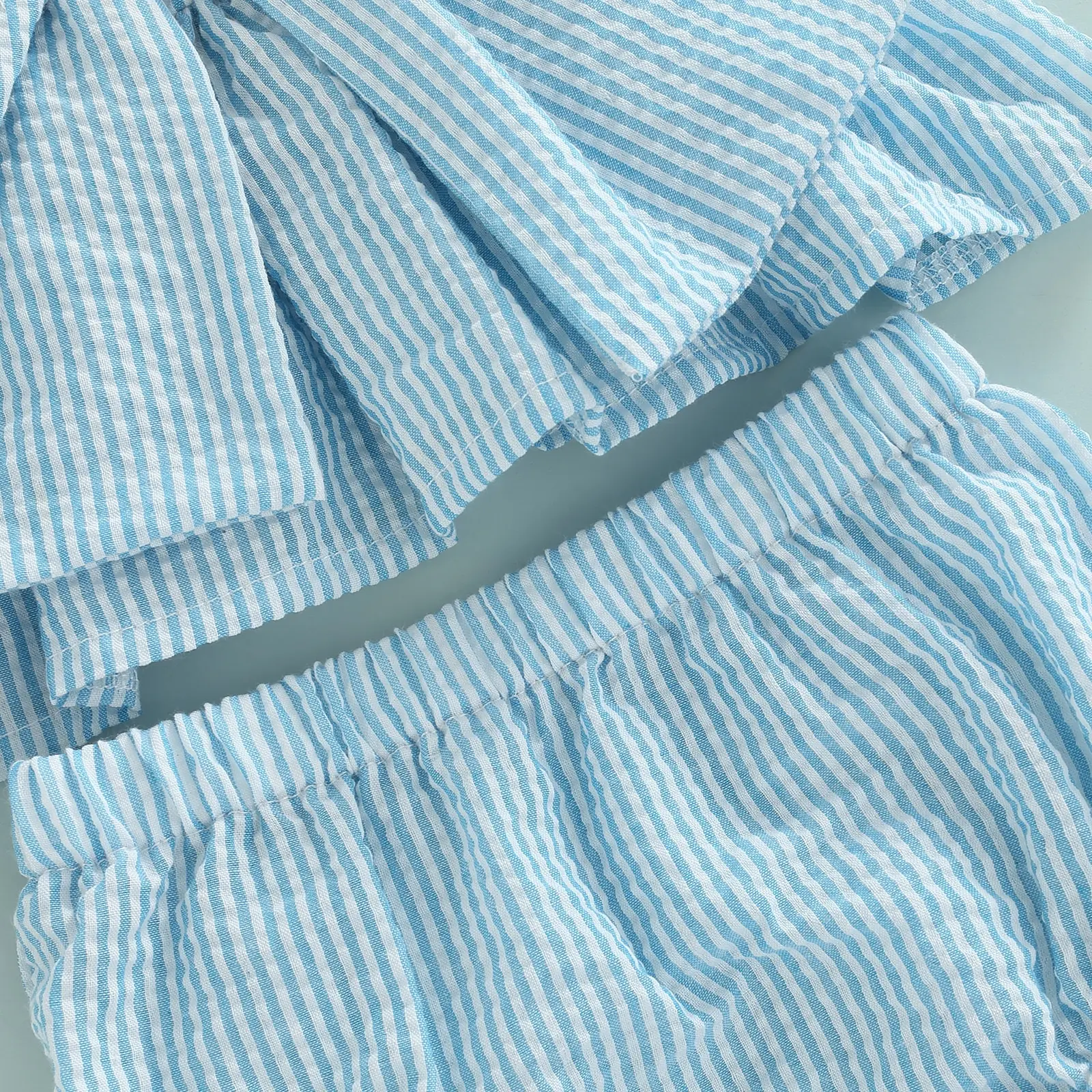 Conjunto bebé niña de rayas con chaleco lazo y pantalón corto - imagen 5