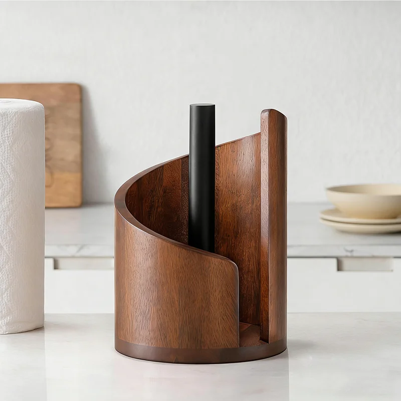 Portarrollos para papel de cocina en madera con base independiente - imagen 4