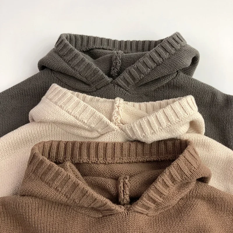 Jersey de punto fino con capucha y bolsillo para niños - imagen 5