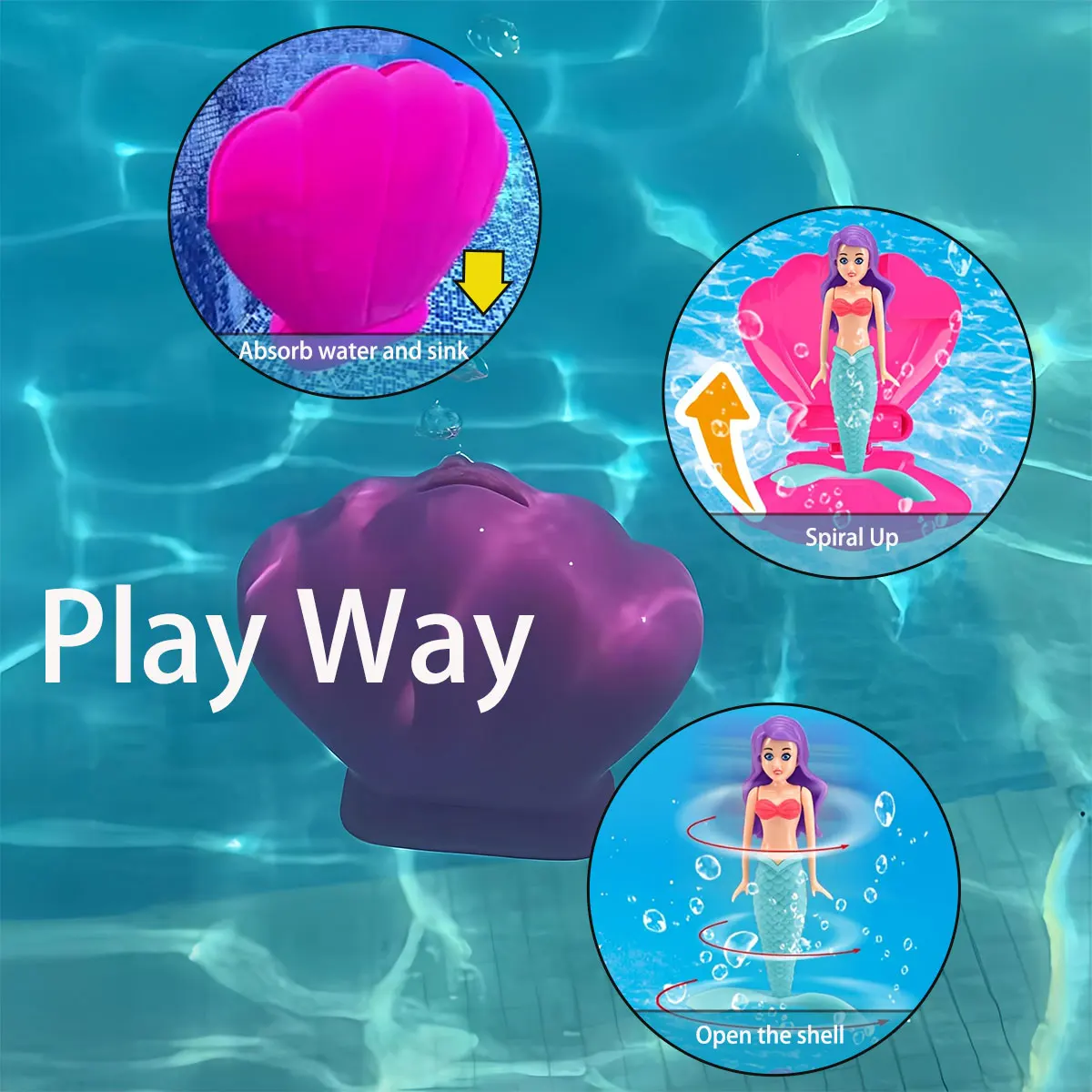 Flotador sirena para niños – Juguete de piscina y baño verano - imagen 3