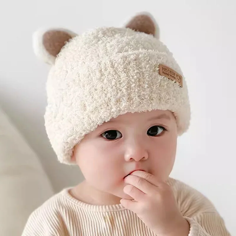 Gorro con orejeras de punto para bebé con protección de cuello
