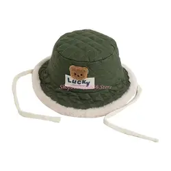 Gorro pescador cálido de invierno con patrón osito