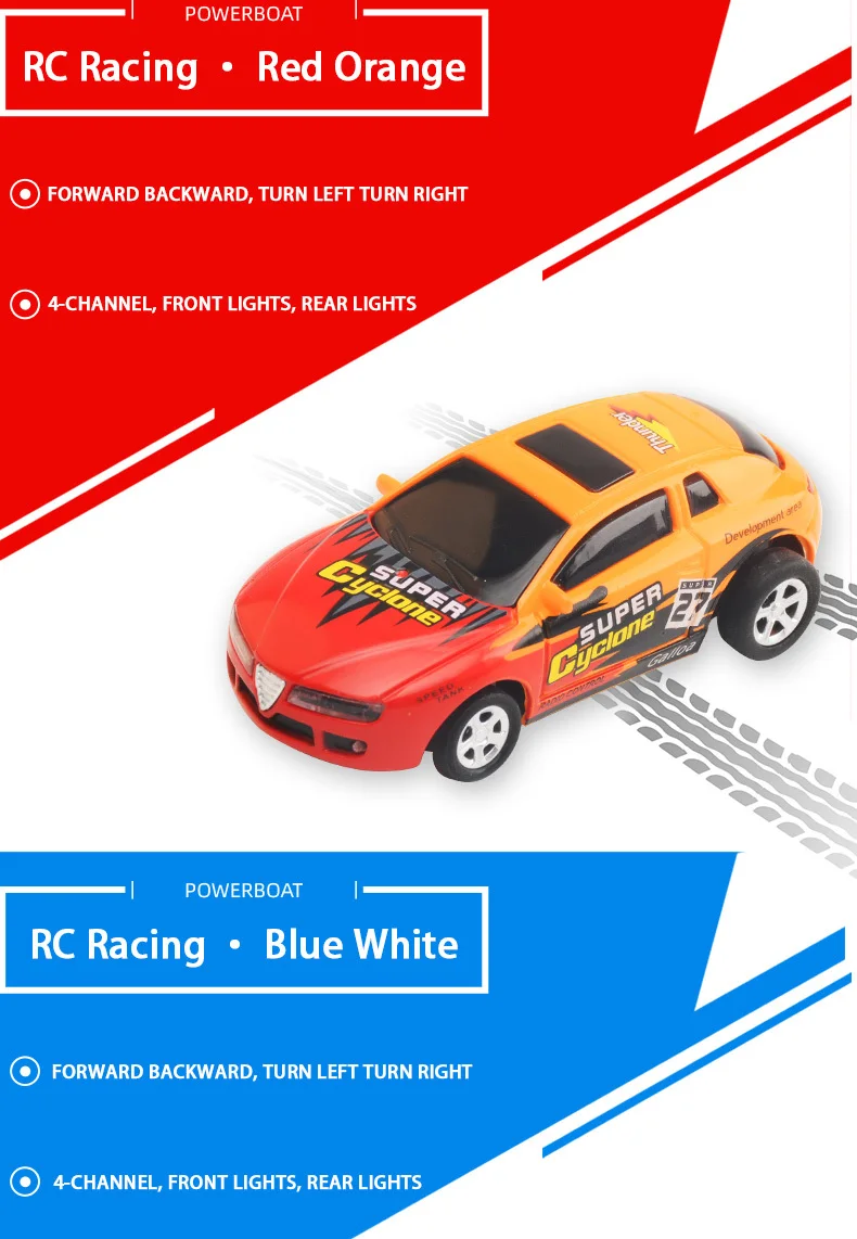 Coche RC Coke amarillo con bloqueo de carretera