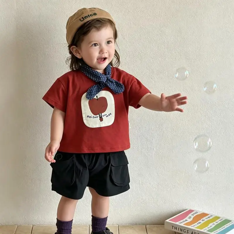 Camiseta infantil cuello redondo holgada de verano, básica - imagen 4