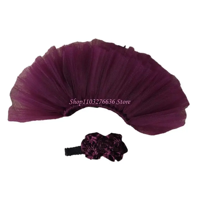 R6FD Falda tipo tutú para recién nacida con tocado a juego elegante - imagen 4