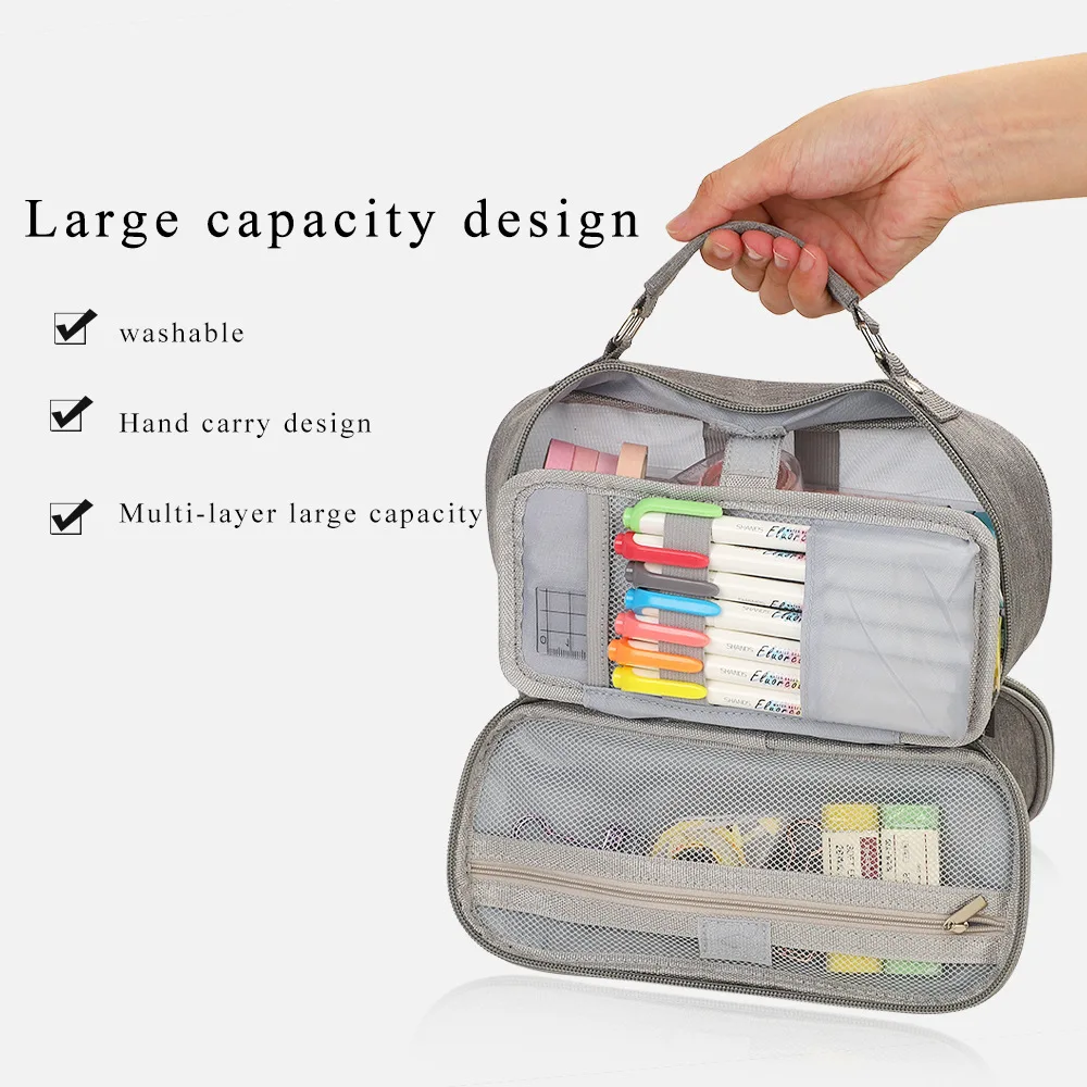 Estuche de lápices en lona multicapa con gran capacidad infantil - imagen 2