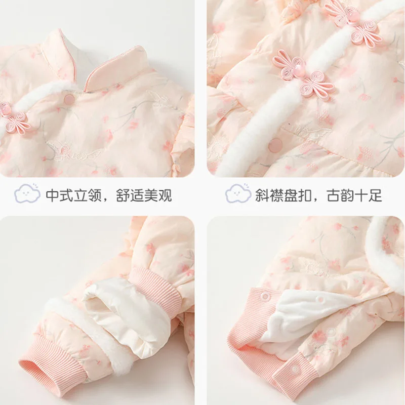 Pelele de invierno para recién nacida – Algodón suave floral - imagen 5