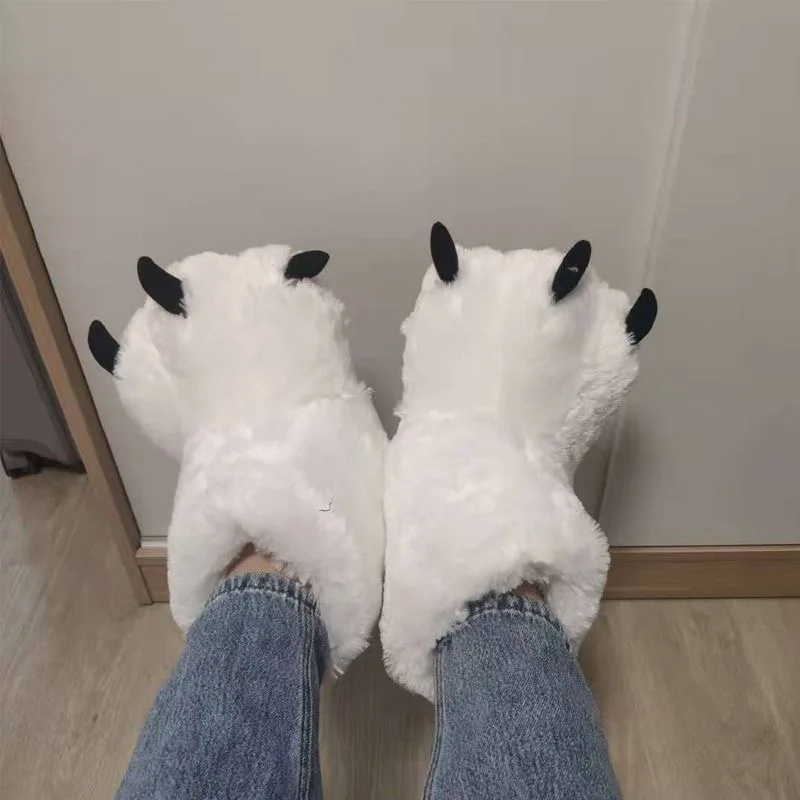 Zapatillas peludas de invierno para niña – Con orejas de oso - imagen 2