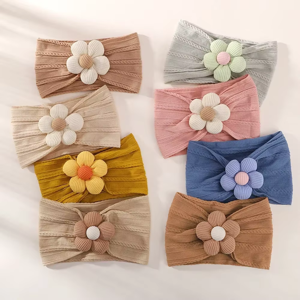 Pañuelo de nailon con flores para bebé recién nacida - imagen 4