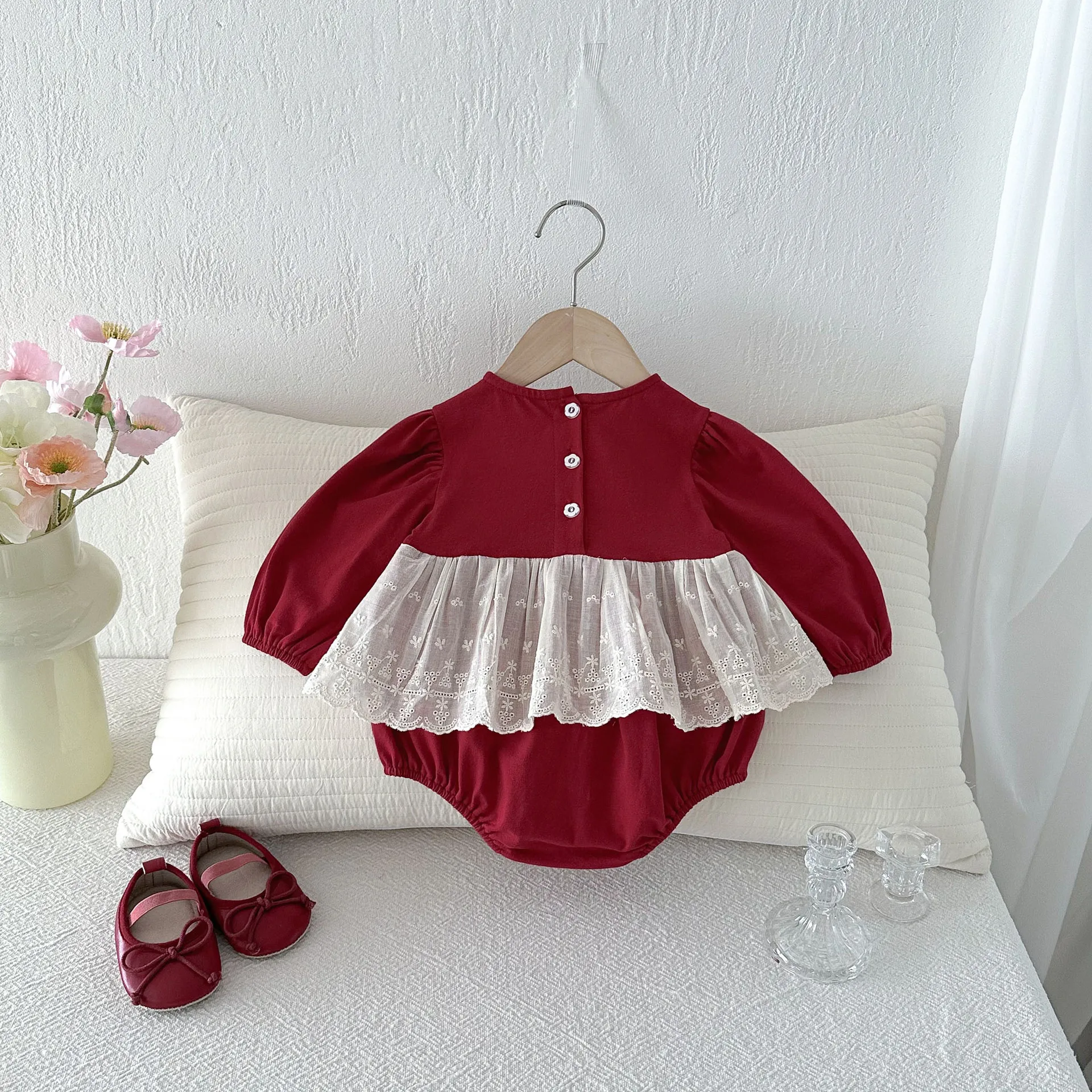 Color rojo estilo princesa, listo para conjuntos de bebé